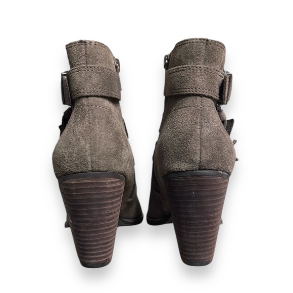 GIANNI BINI Grey Suede Side Zip Ankle Booties Double Buckle Detail - Picture 3 of 9